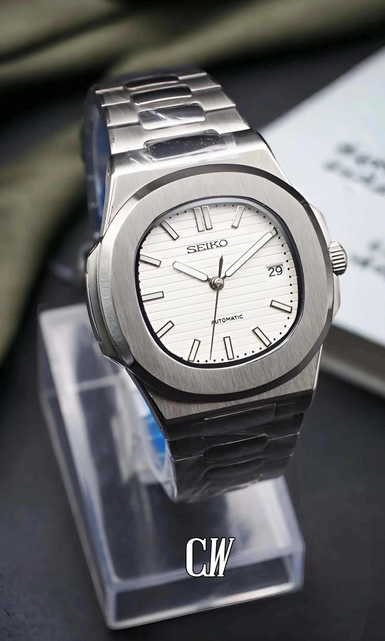 seiko mod Seikonautilus mod watch white