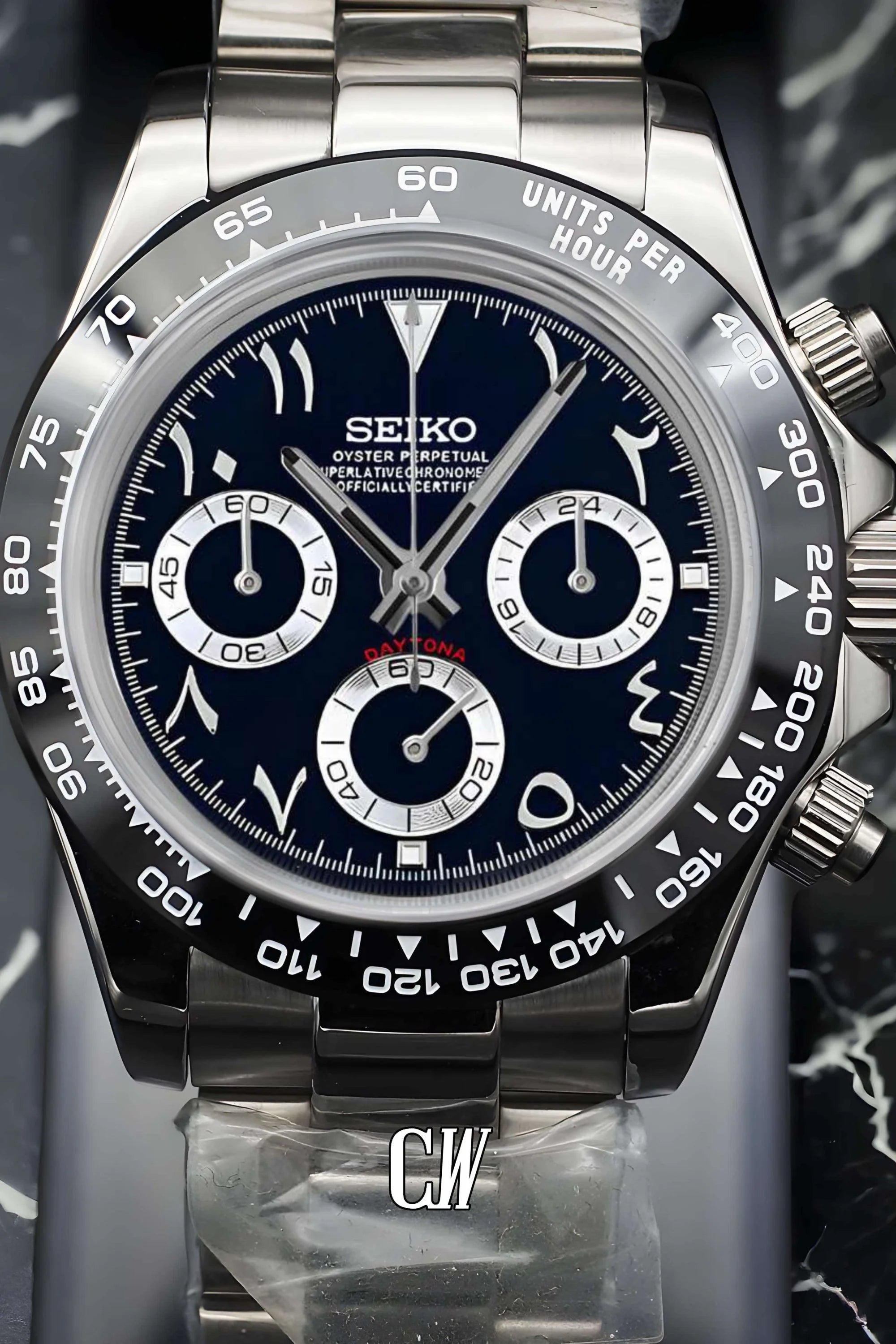 Seitona mod black arabic watch - Circa Watch Labs