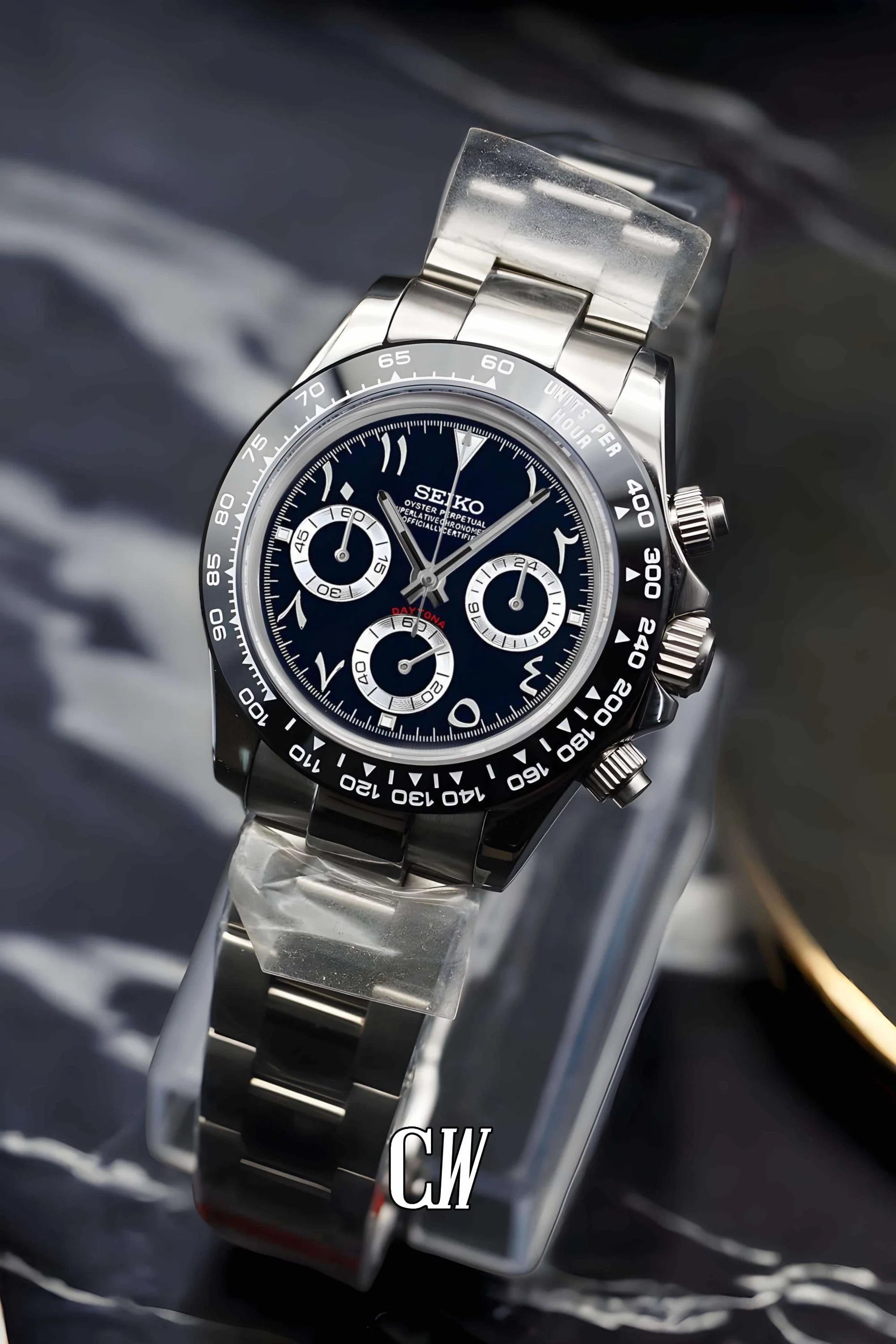 Seitona mod black arabic watch - Circa Watch Labs