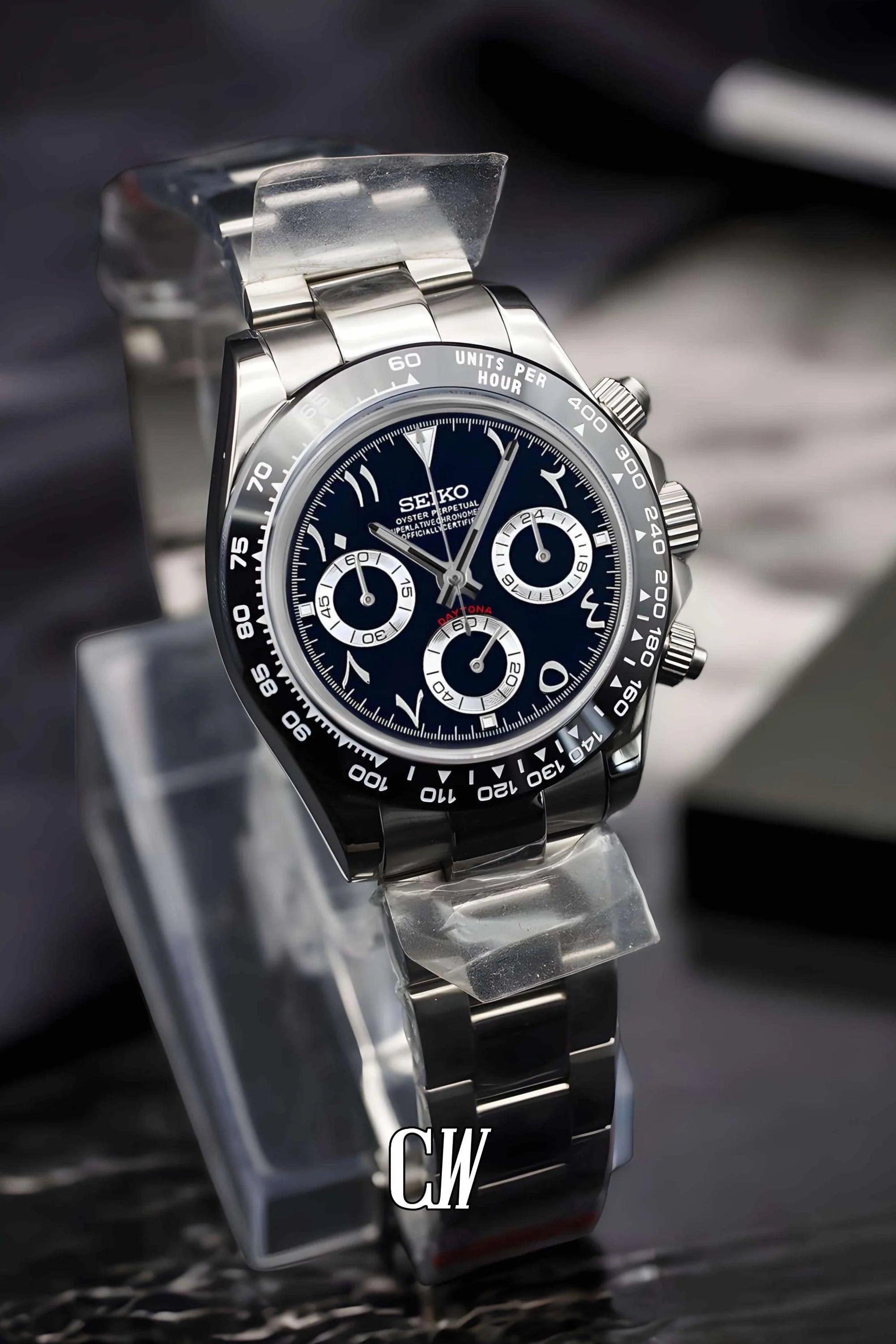 Seitona mod black arabic watch - Circa Watch Labs
