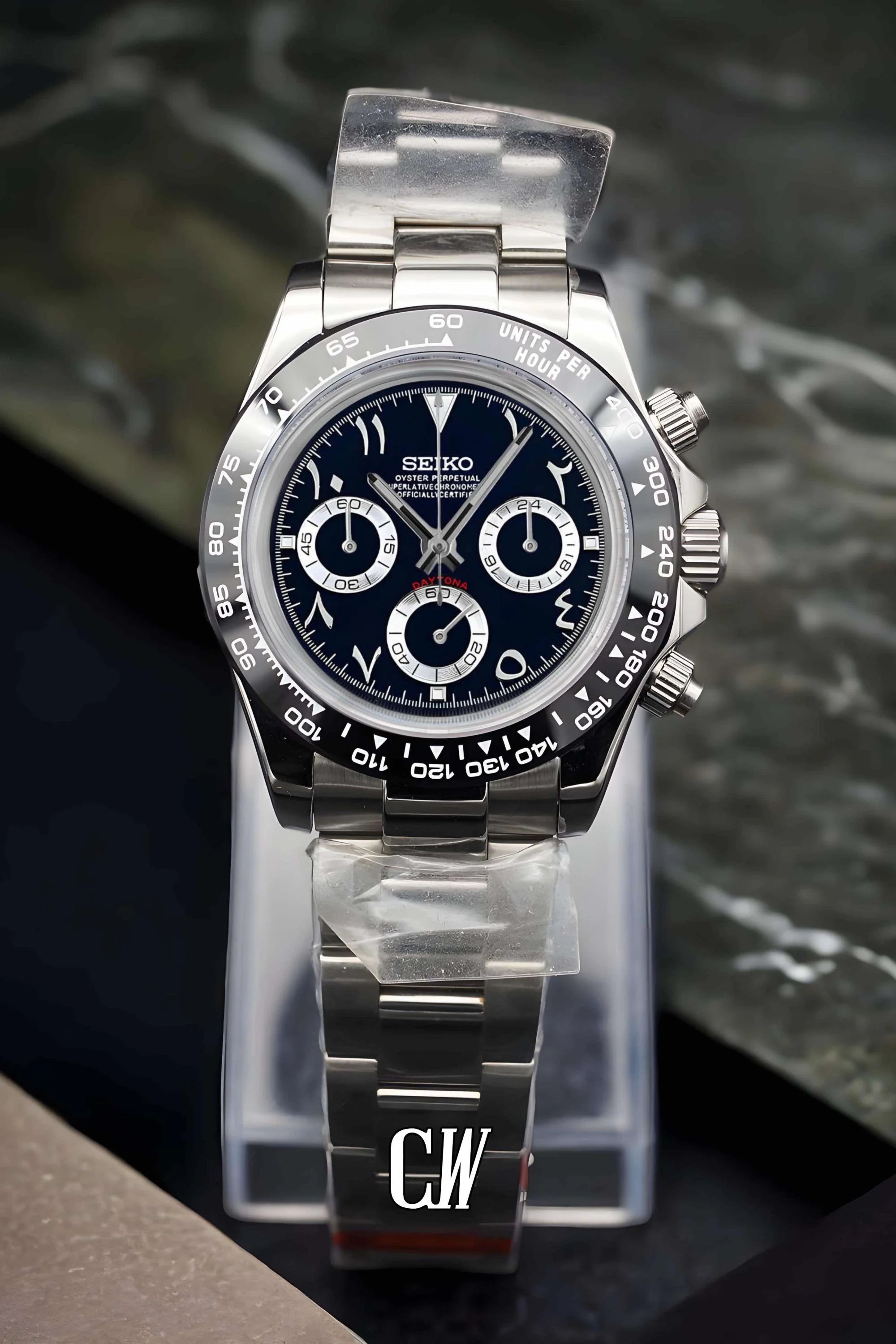 Seitona mod black arabic watch - Circa Watch Labs