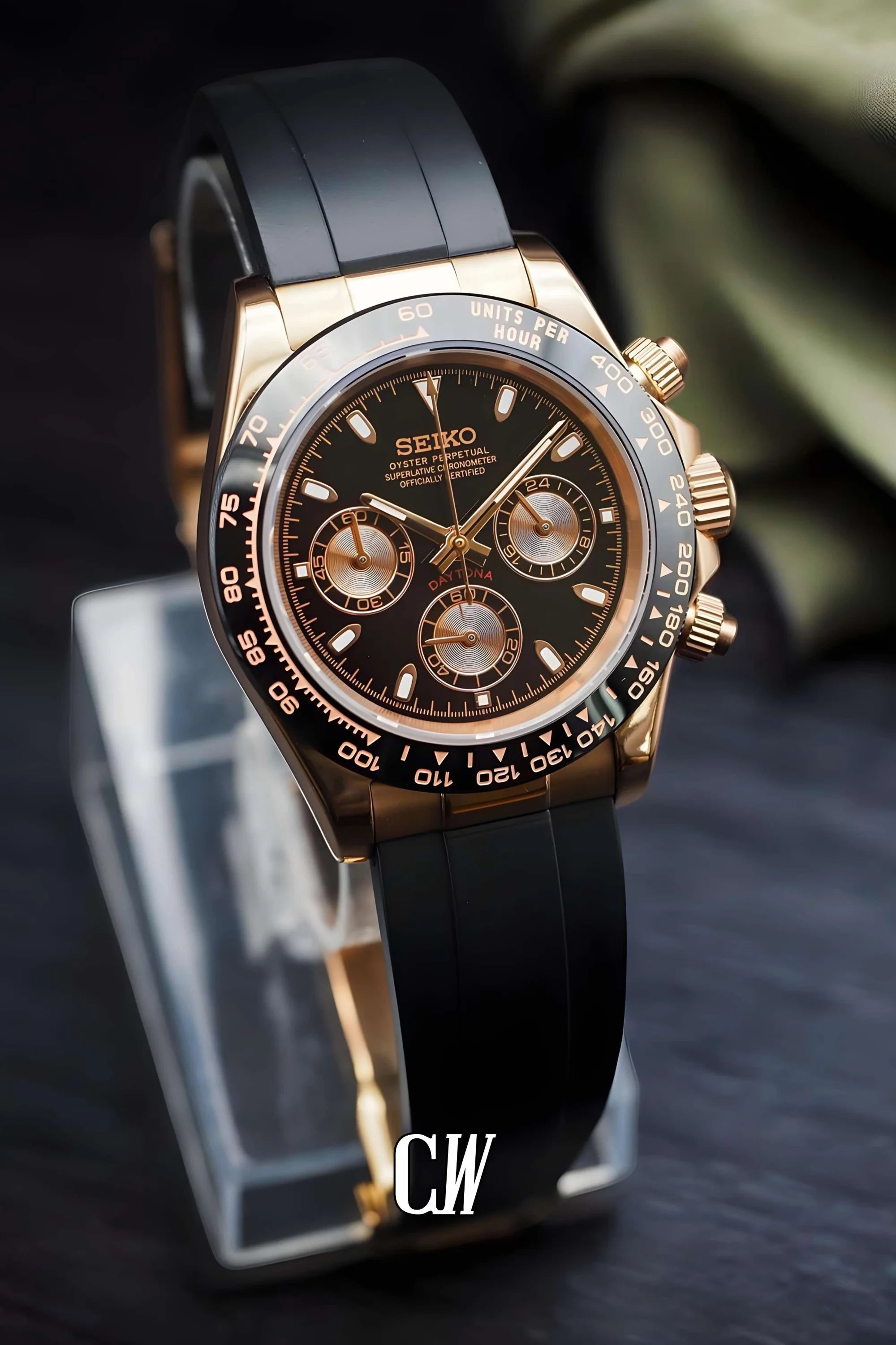 Seitona mod black rose gold watch - Circa Watch Labs