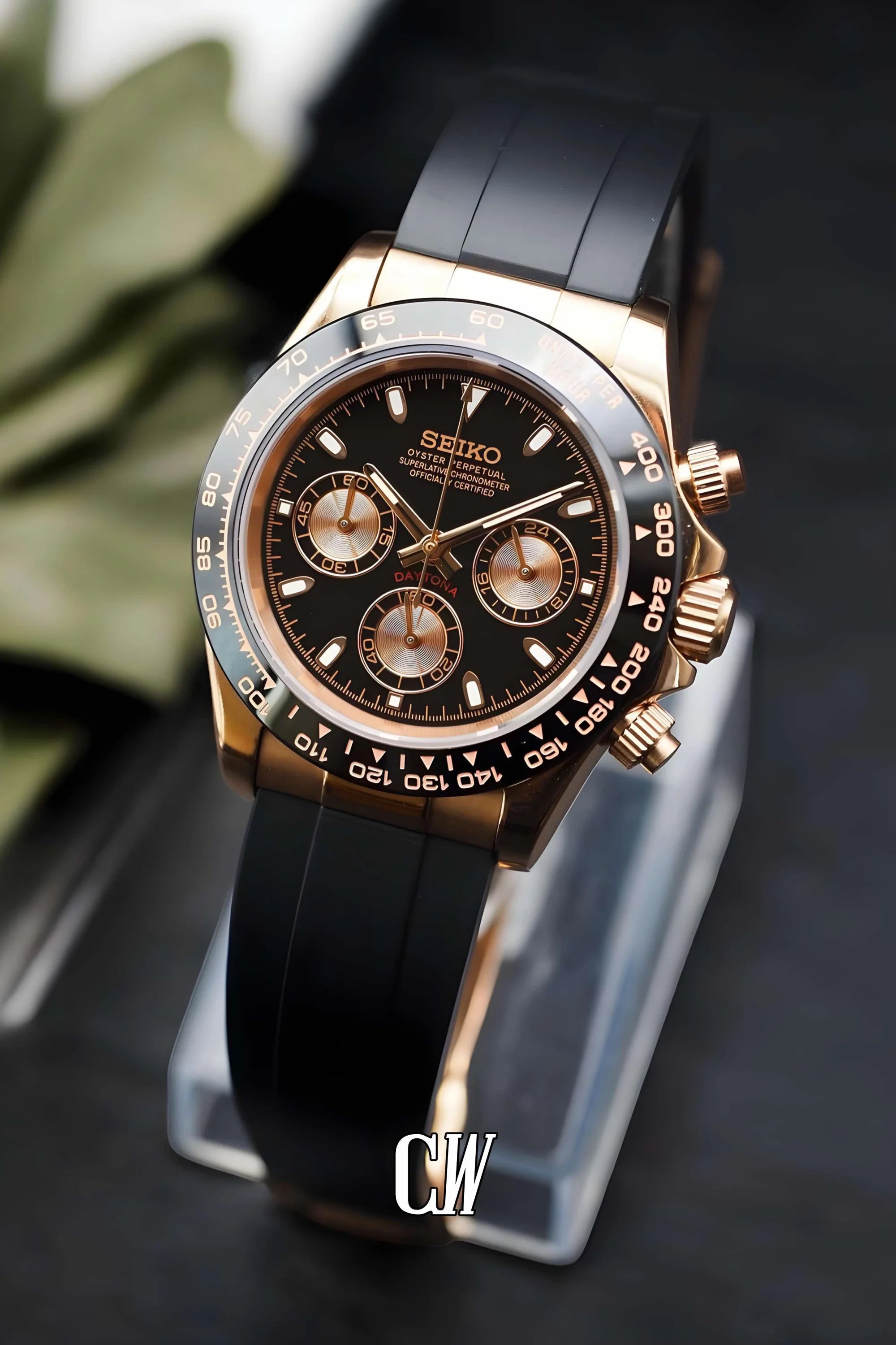 Seitona mod black rose gold watch - Circa Watch Labs