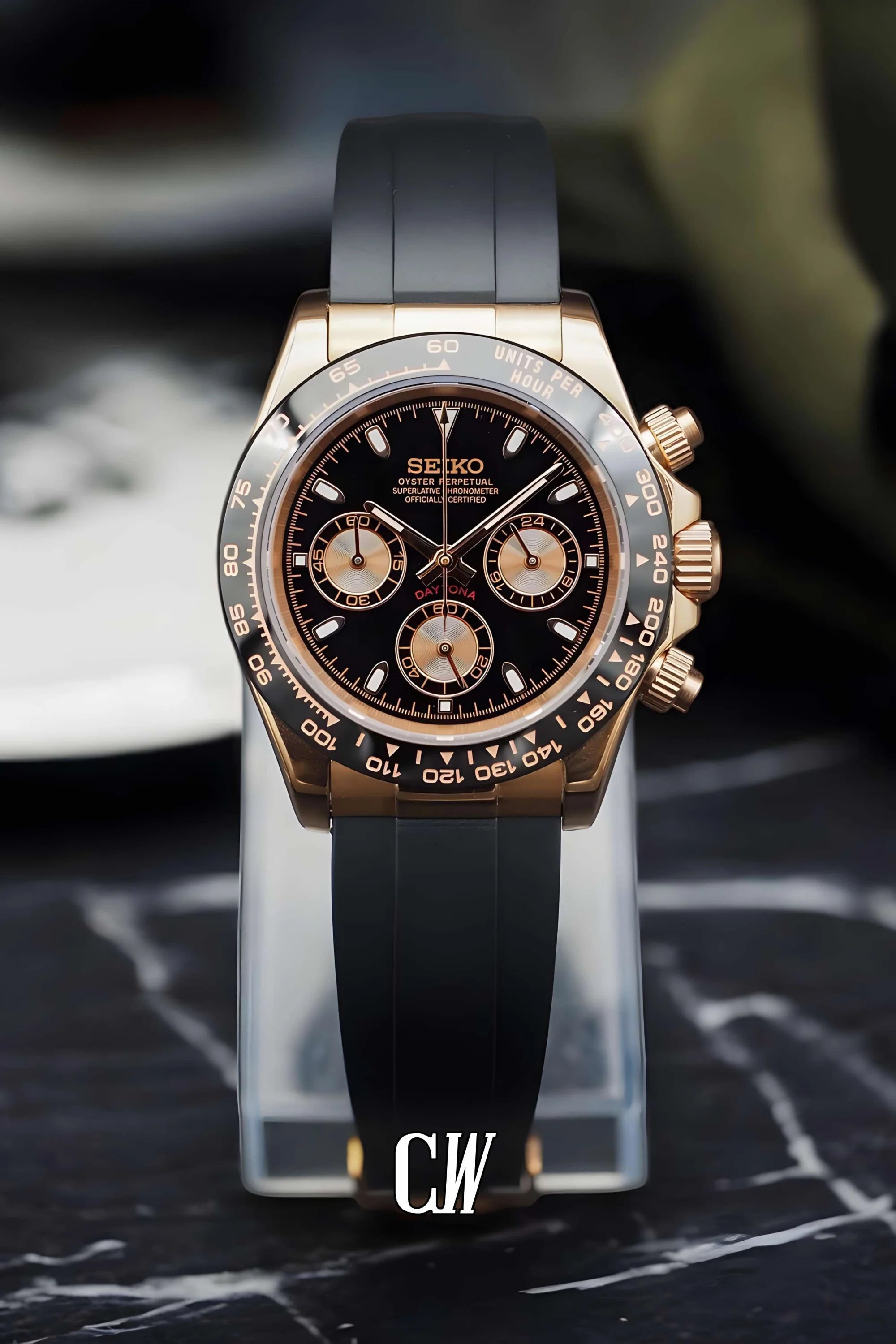Seitona mod black rose gold watch - Circa Watch Labs