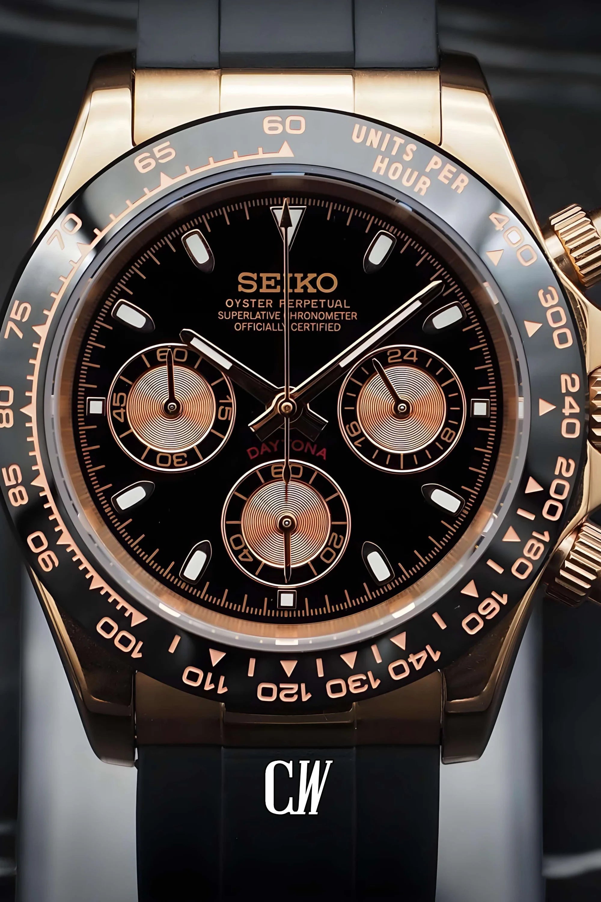 Seitona mod black rose gold watch - Circa Watch Labs