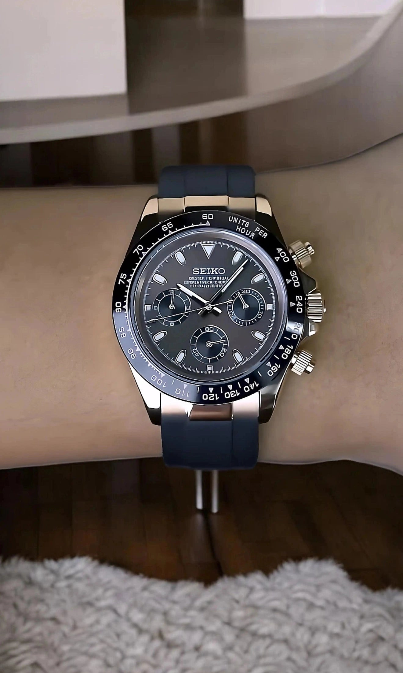 Seitona mod black rose gold watch - Circa Watch Labs seiko mod