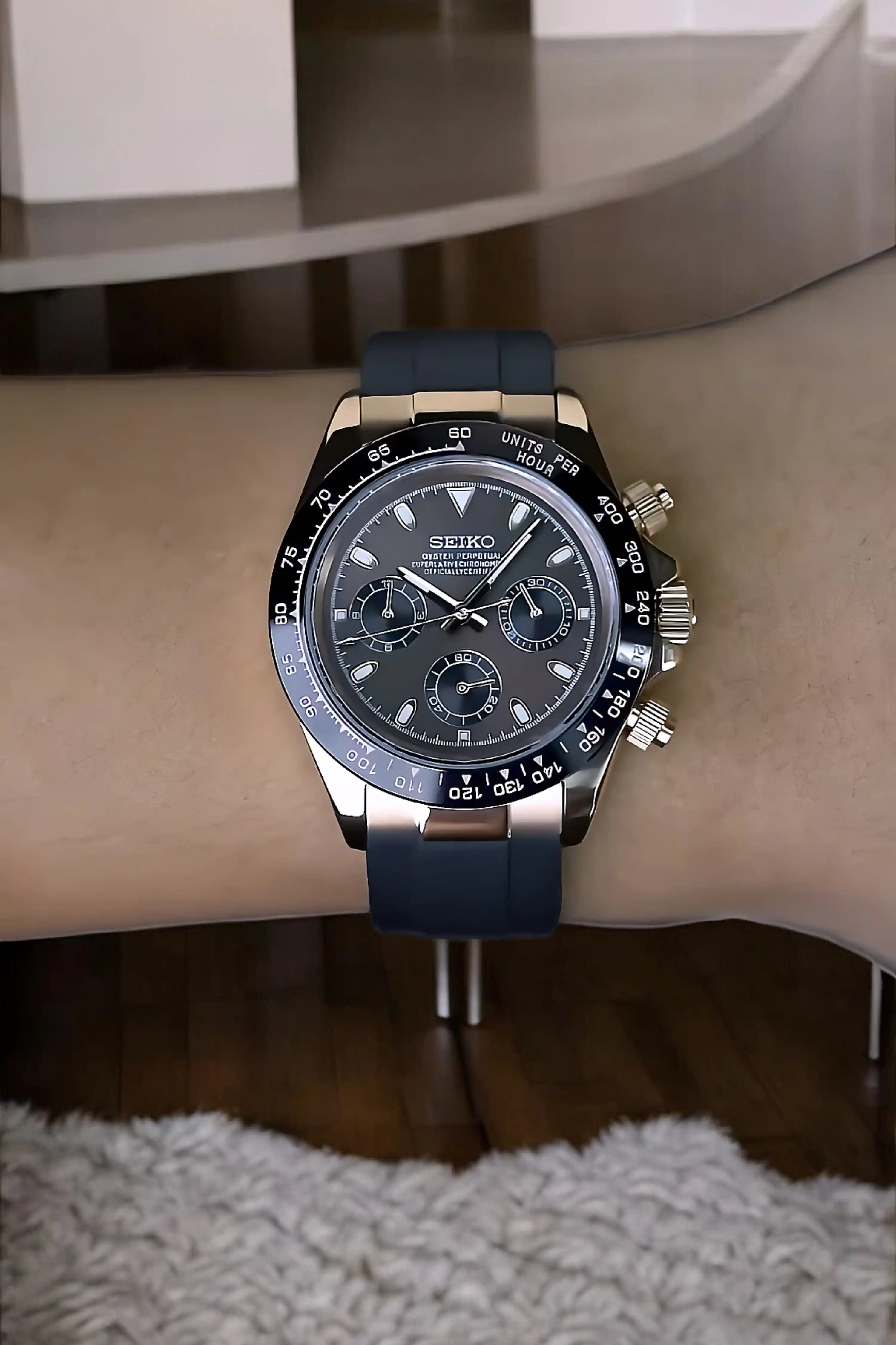 Seitona mod black rose gold watch - Circa Watch Labs seiko mod