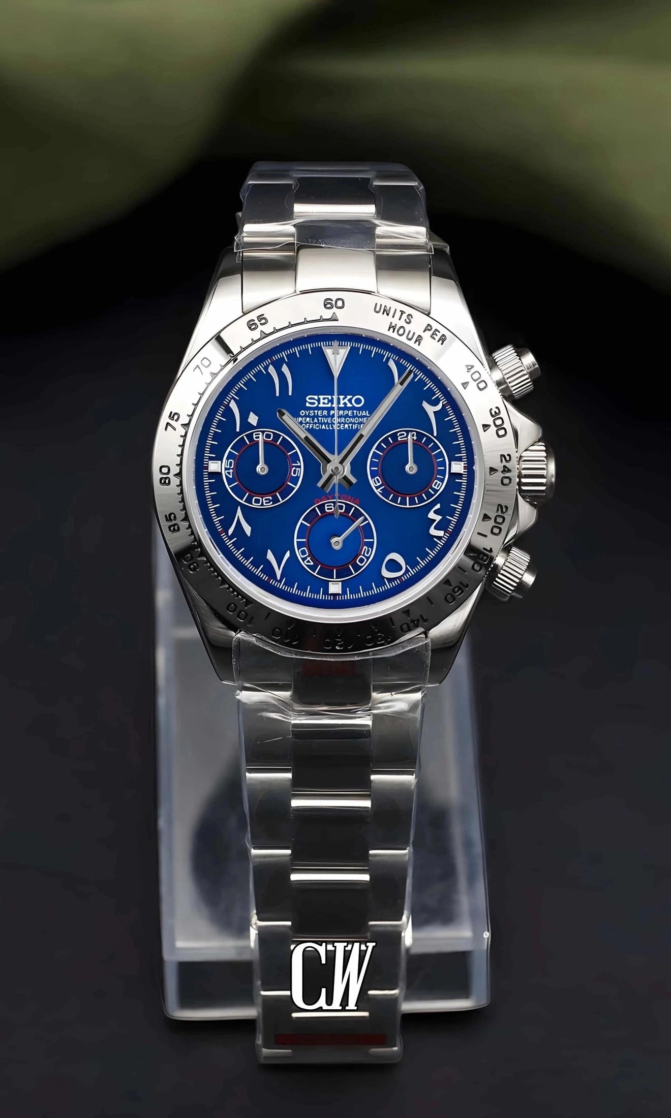 Seitona mod blue arabic watch - Circa Watch Labs seiko mod