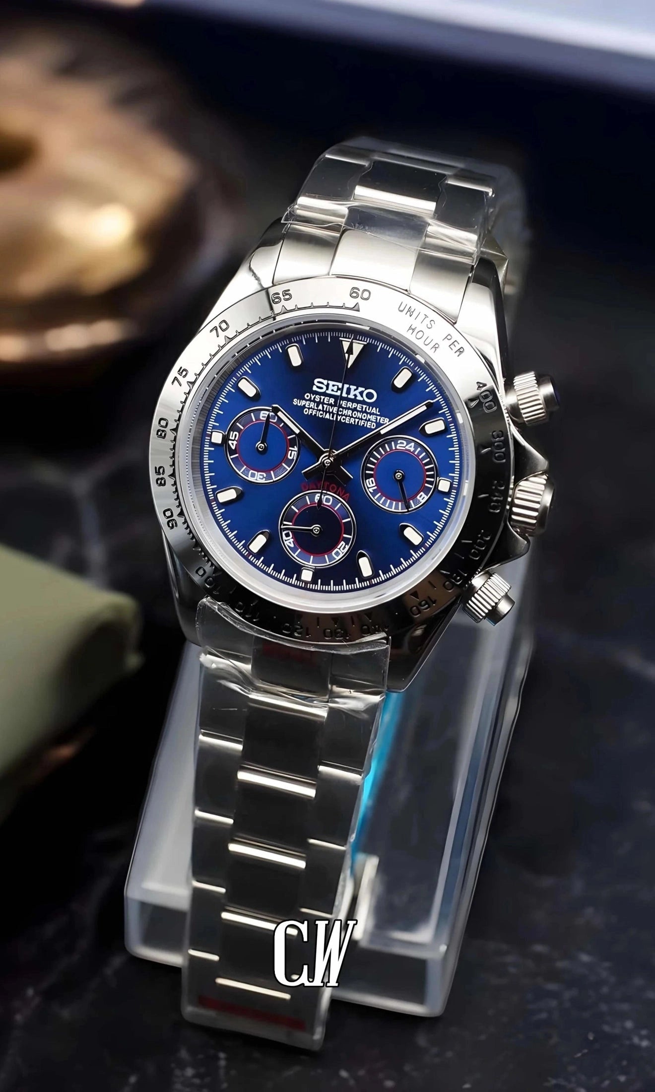 Seitona mod blue silver watch - Circa Watch Labs seiko mod