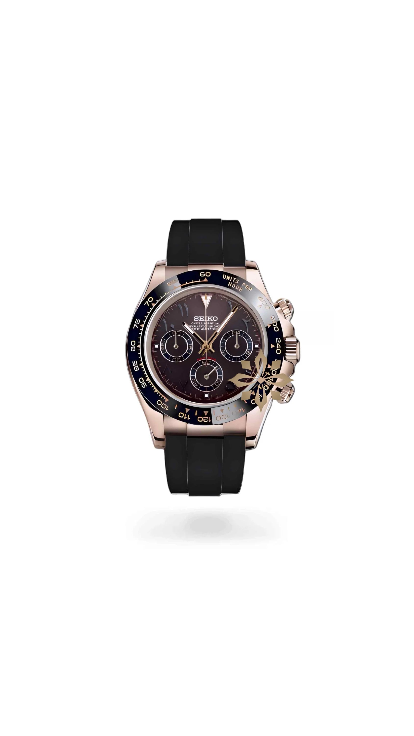 Seitona mod brown rose gold arabic watch - Circa Watch Labs