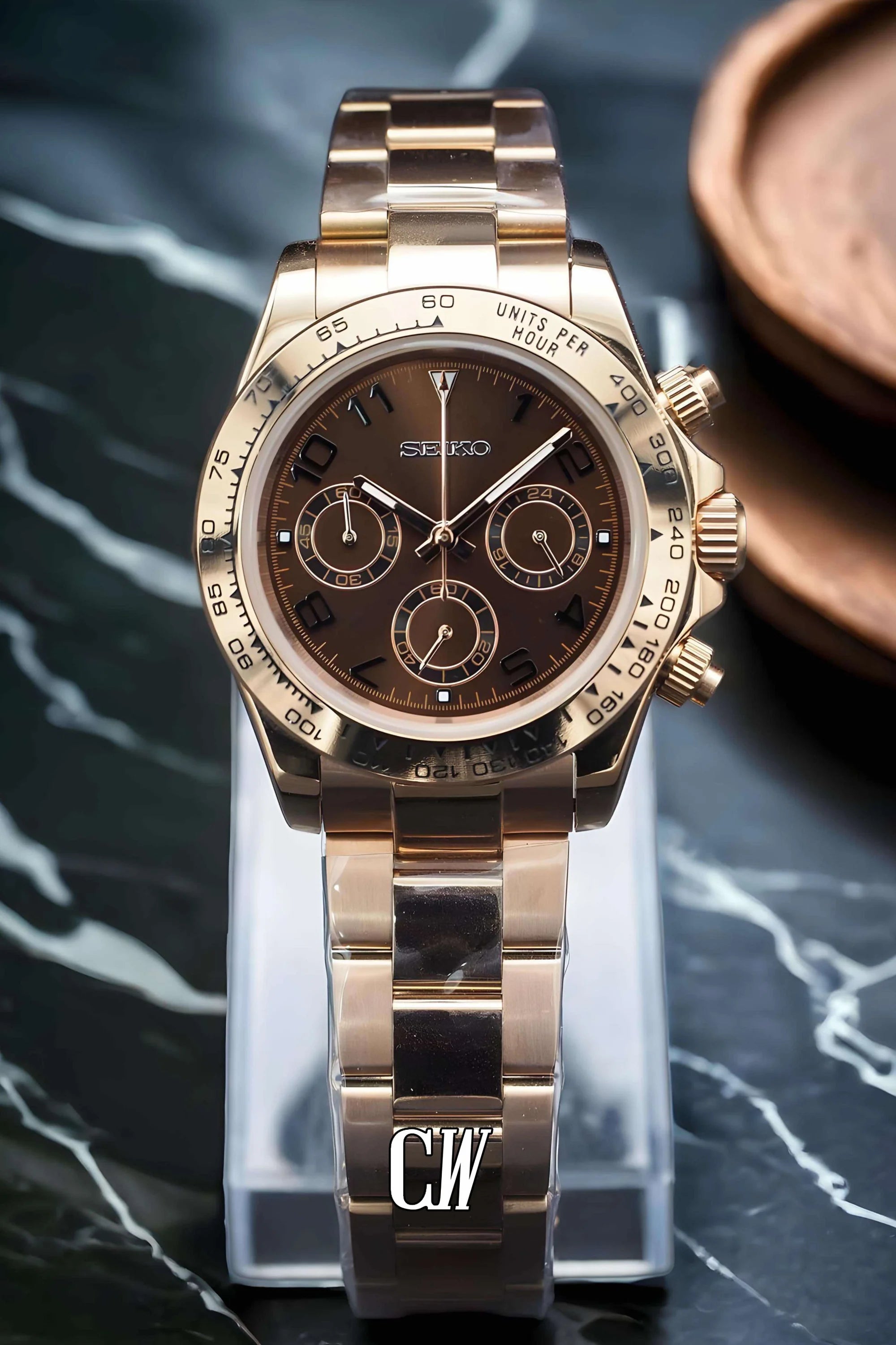 Seitona mod chocolate brown watch - Circa Watch Labs seiko mod