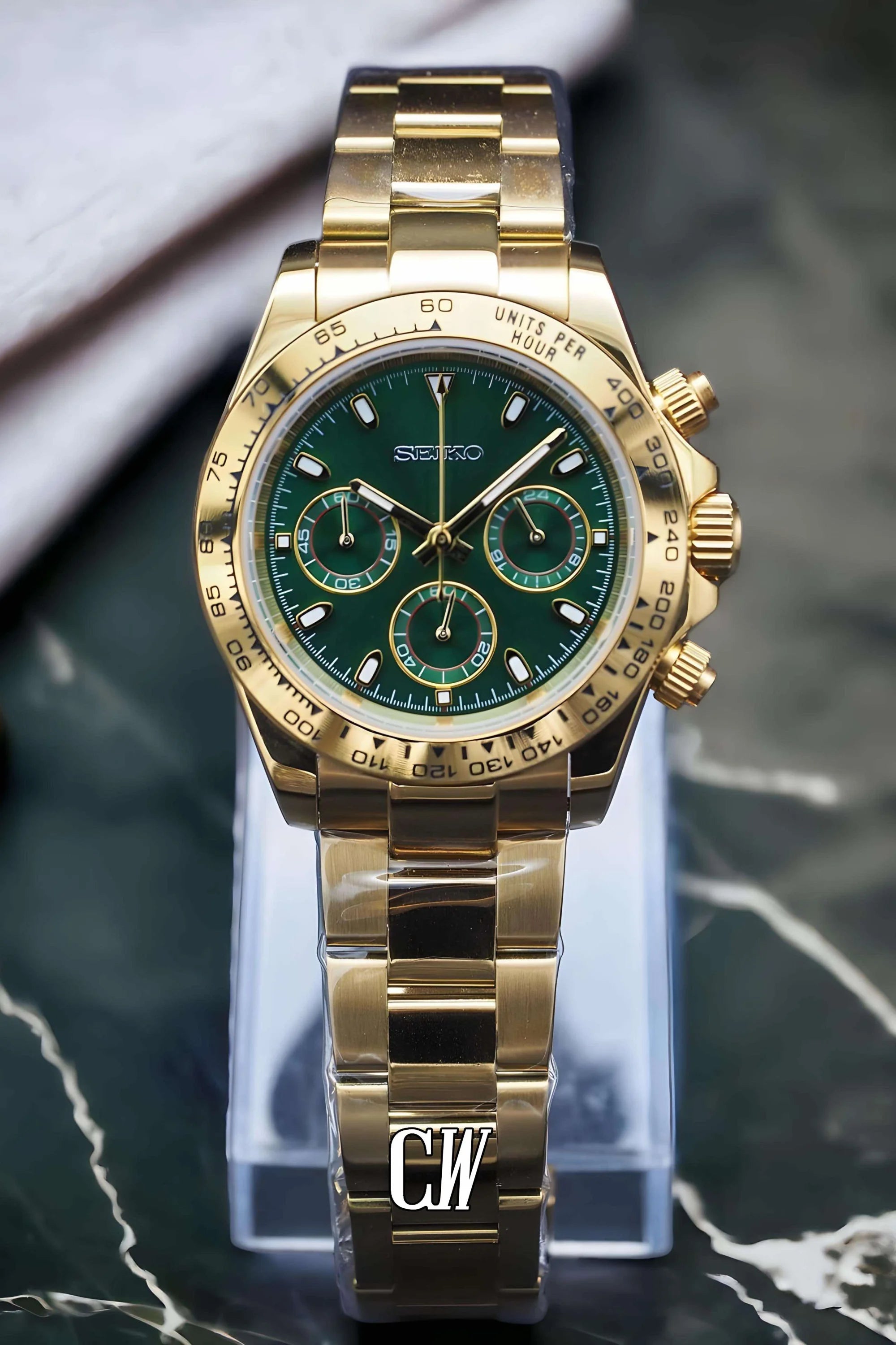 Seitona mod green gold watch - Circa Watch Labs seiko mod
