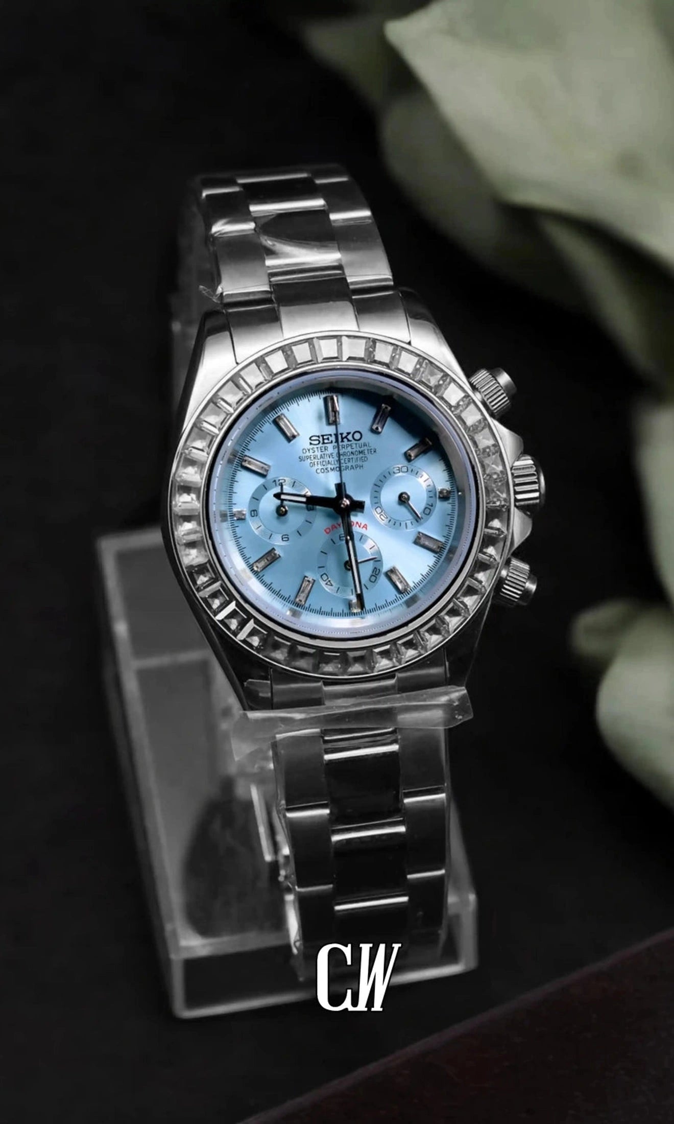 Seitona mod platinum baguette style watch - Circa Watch Labs seiko mod