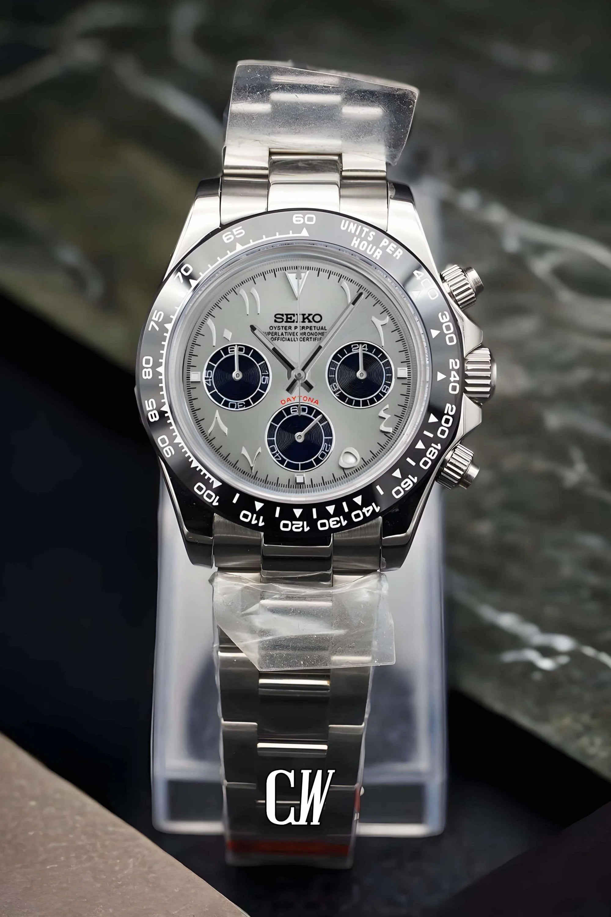 Seitona mod silver arabic watch - Circa Watch Labs