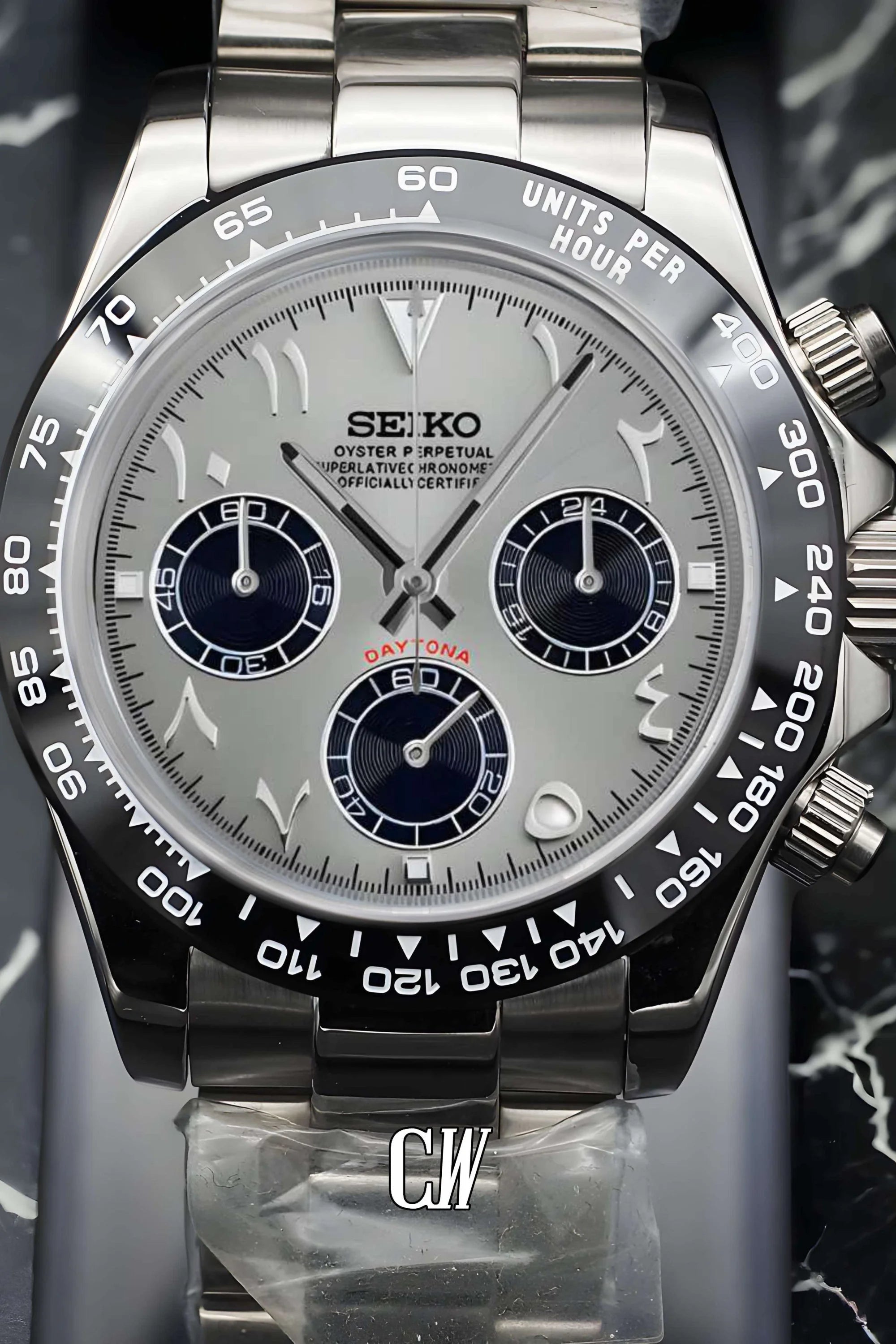 Seitona mod silver arabic watch - Circa Watch Labs