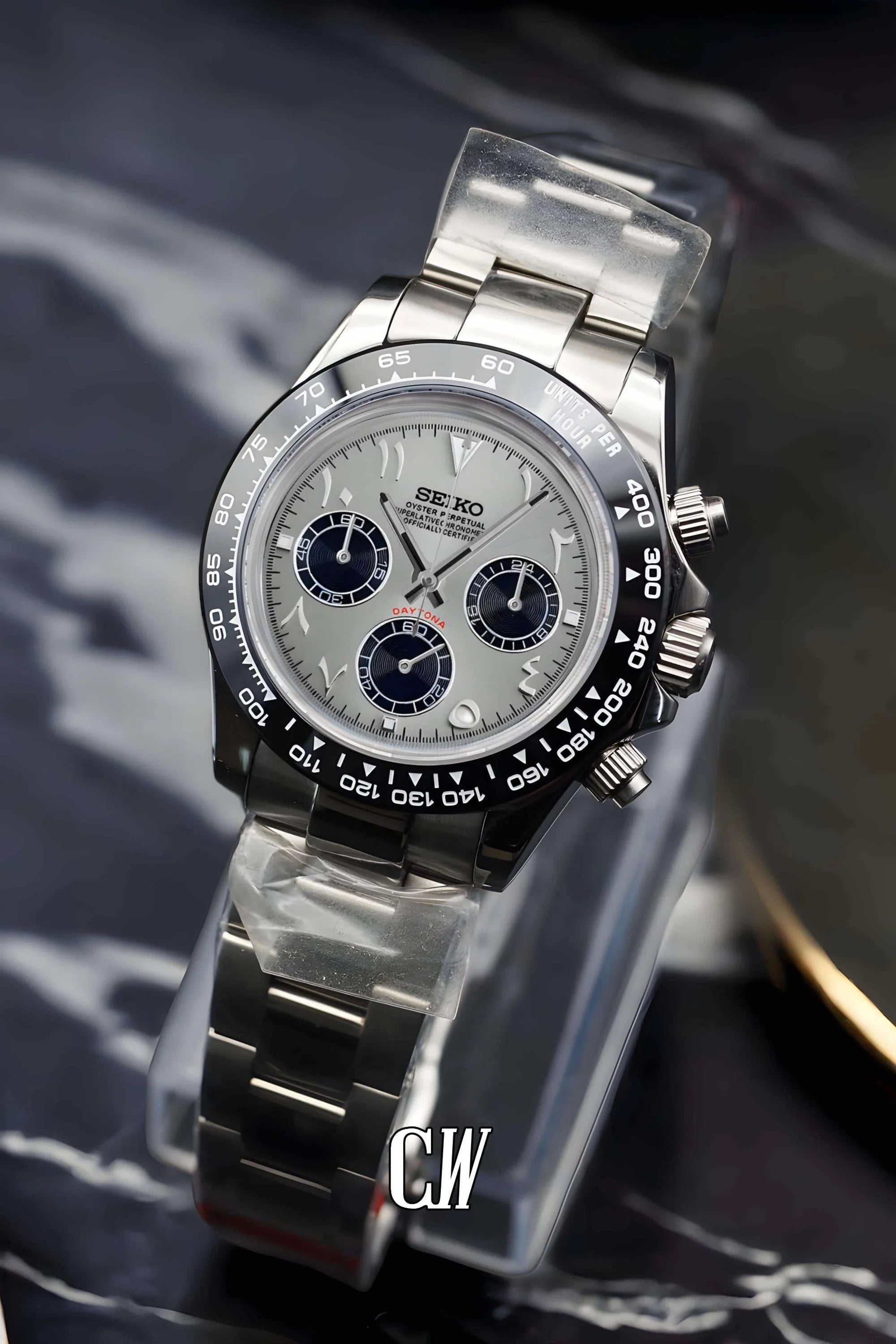 Seitona mod silver arabic watch - Circa Watch Labs