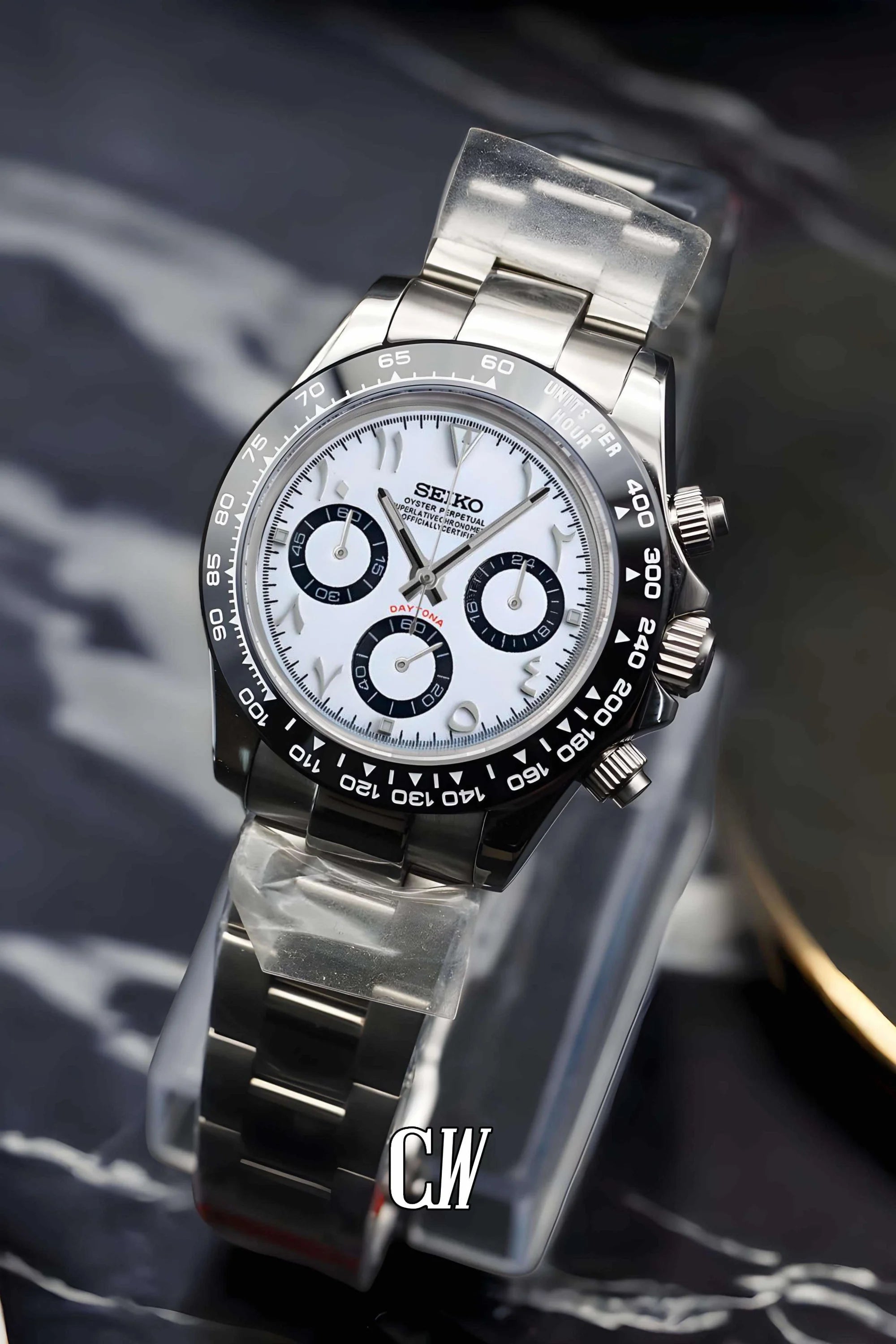 Seitona mod white arabic watch - Circa Watch Labs